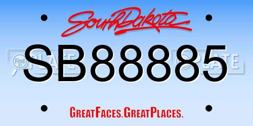 SB88885 South Dakota License Plate