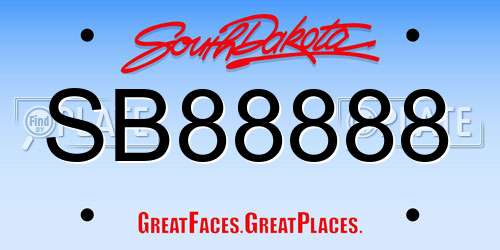 SB88888 South Dakota License Plate