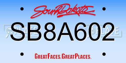 SB8A602 South Dakota License Plate