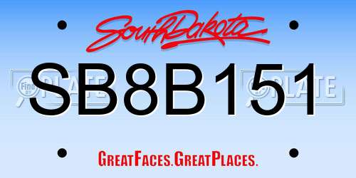 SB8B151 South Dakota License Plate