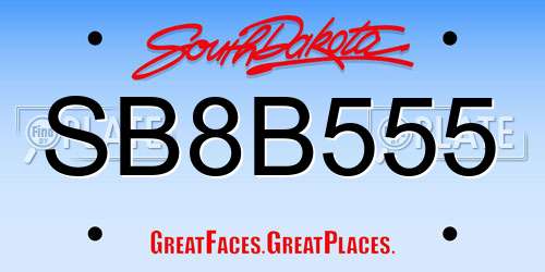SB8B555 South Dakota License Plate