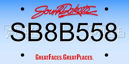 SB8B558 South Dakota License Plate
