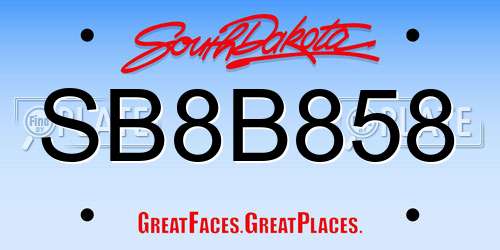 SB8B858 South Dakota License Plate