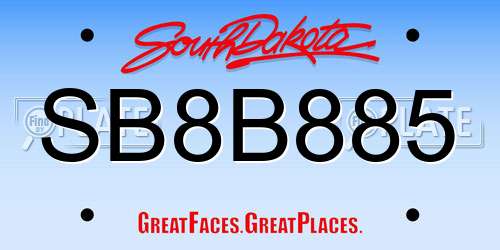 SB8B885 South Dakota License Plate