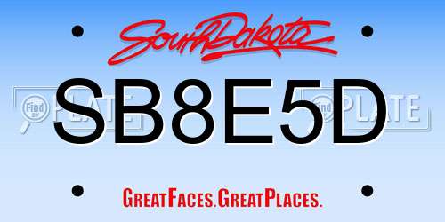 SB8E5D South Dakota License Plate