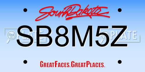SB8M5Z South Dakota License Plate