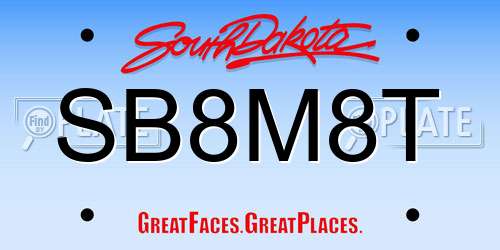 SB8M8T South Dakota License Plate