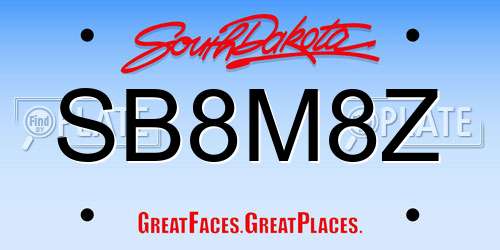 SB8M8Z South Dakota License Plate