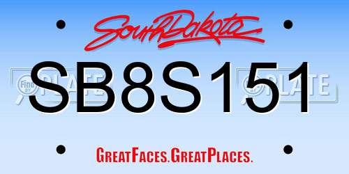 SB8S151 South Dakota License Plate