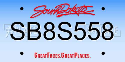 SB8S558 South Dakota License Plate