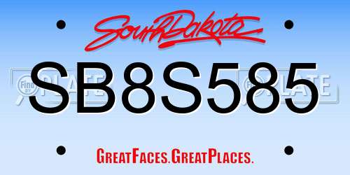 SB8S585 South Dakota License Plate