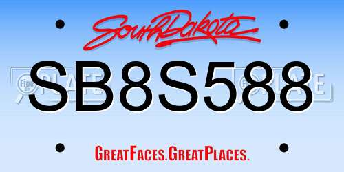 SB8S588 South Dakota License Plate
