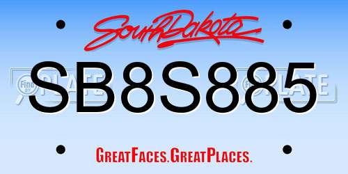 SB8S885 South Dakota License Plate