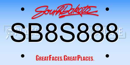 SB8S888 South Dakota License Plate