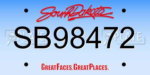 SB98472 South Dakota License Plate