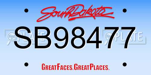 SB98477 South Dakota License Plate
