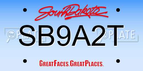 SB9A2T South Dakota License Plate