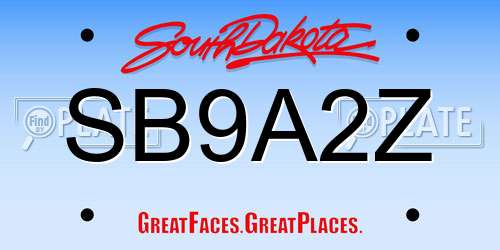 SB9A2Z South Dakota License Plate