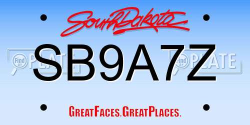 SB9A7Z South Dakota License Plate
