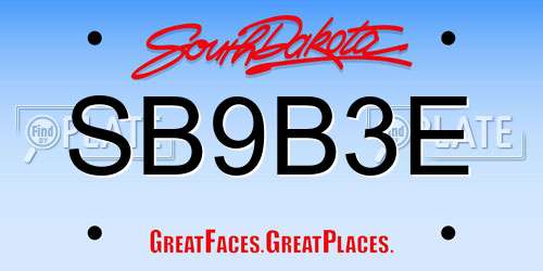 SB9B3E South Dakota License Plate