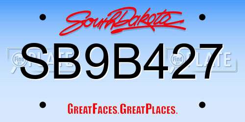 SB9B427 South Dakota License Plate