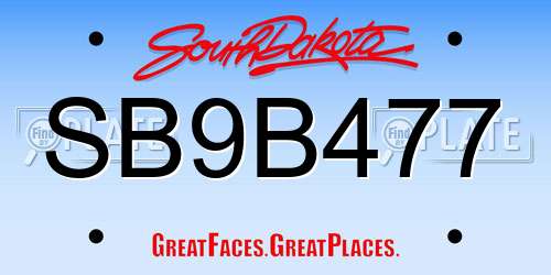 SB9B477 South Dakota License Plate