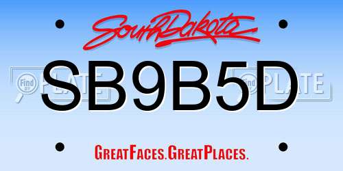 SB9B5D South Dakota License Plate