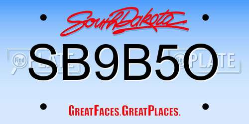 SB9B5O South Dakota License Plate