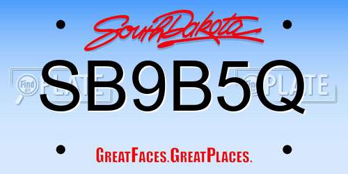 SB9B5Q South Dakota License Plate