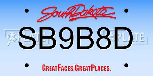 SB9B8D South Dakota License Plate
