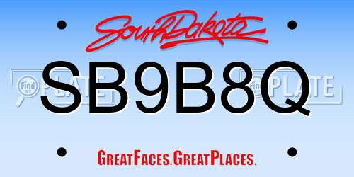 SB9B8Q South Dakota License Plate
