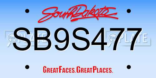 SB9S477 South Dakota License Plate