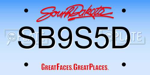 SB9S5D South Dakota License Plate