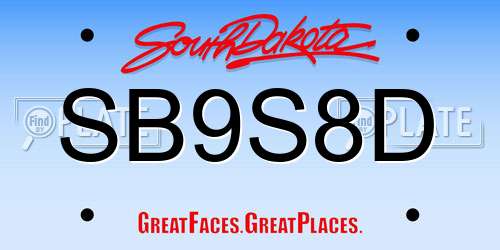 SB9S8D South Dakota License Plate
