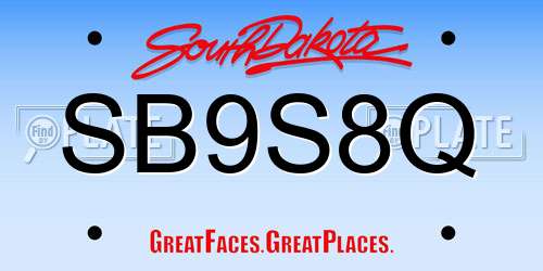 SB9S8Q South Dakota License Plate