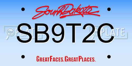 SB9T2C South Dakota License Plate