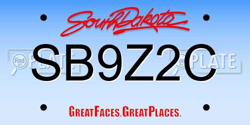 SB9Z2C South Dakota License Plate