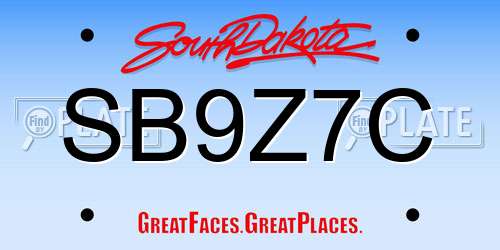SB9Z7C South Dakota License Plate