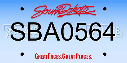 SBA0564 South Dakota License Plate