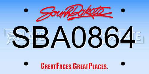 SBA0864 South Dakota License Plate