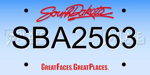 SBA2563 South Dakota License Plate