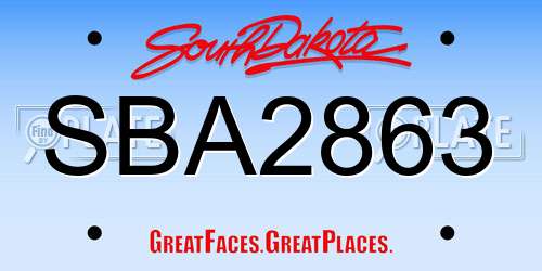SBA2863 South Dakota License Plate
