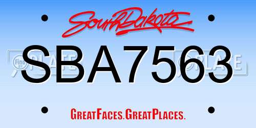 SBA7563 South Dakota License Plate