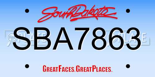 SBA7863 South Dakota License Plate