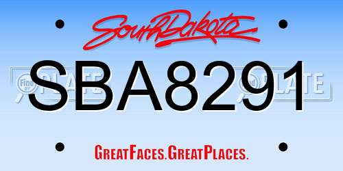 SBA8291 South Dakota License Plate