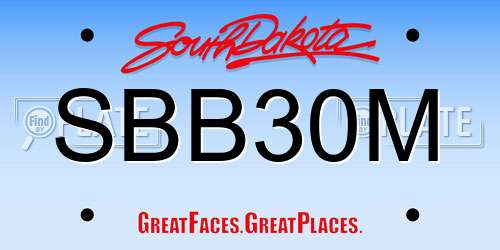 SBB30M South Dakota License Plate