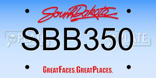 SBB350 South Dakota License Plate