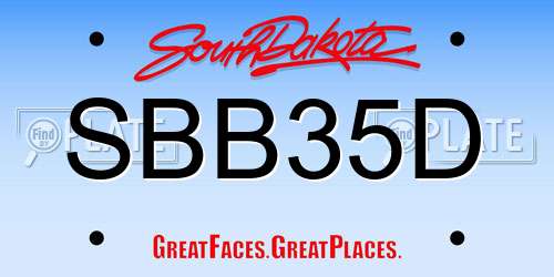 SBB35D South Dakota License Plate