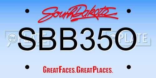 SBB35O South Dakota License Plate