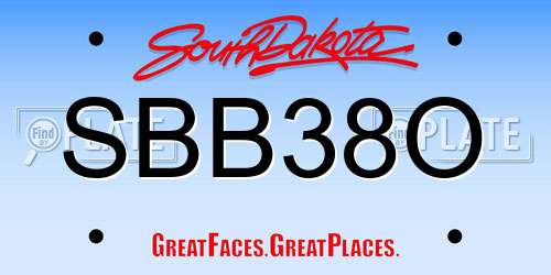 SBB38O South Dakota License Plate